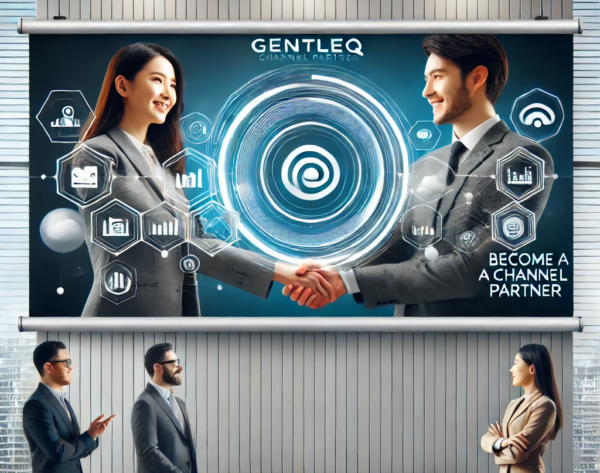 professional and modern advertisement banner for GentleQ's Channel Partner program.1 professional and modern advertisement banner for GentleQ's Channel Partner program.1